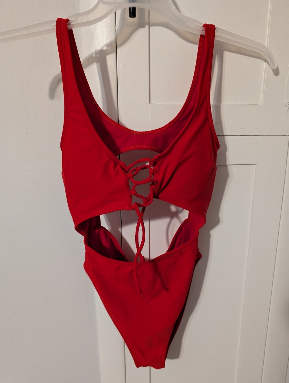 Hollister Red Lace-Up One-Piece Swimsuit XS